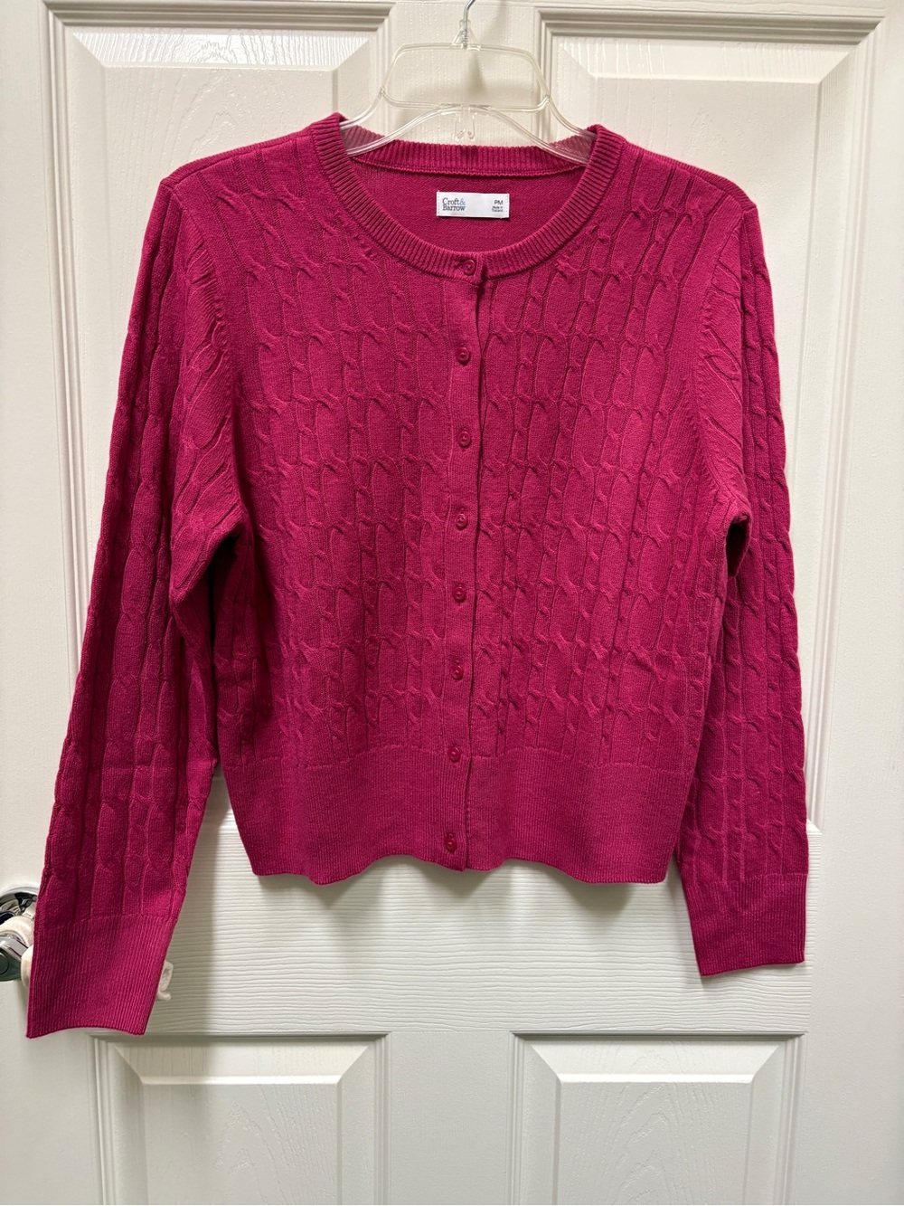 Long Sleeve Cardigan Sweater Button Down Lightweight Knit Crew Neck PM